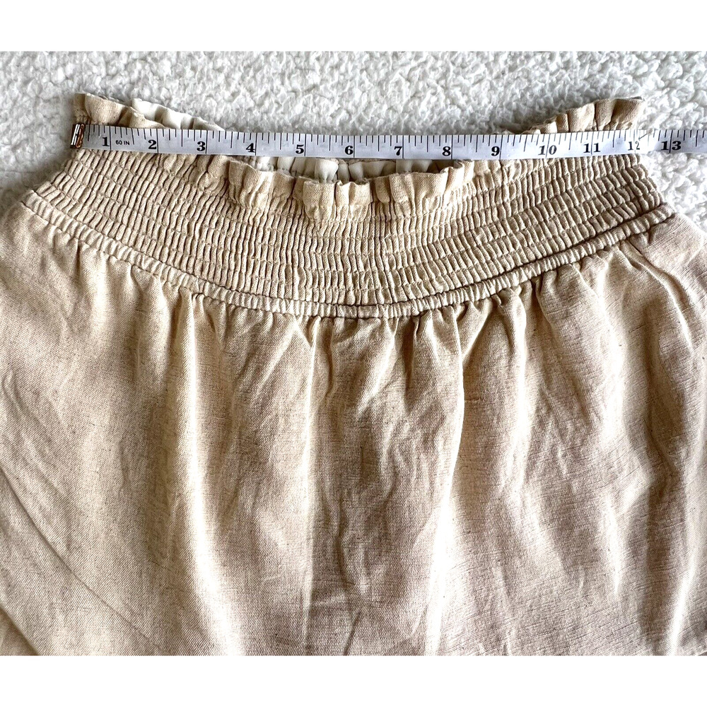 Japna Women's Flirty Skort Short Size M Tan Elastic Waist Lined Boho - Picture 3 of 7